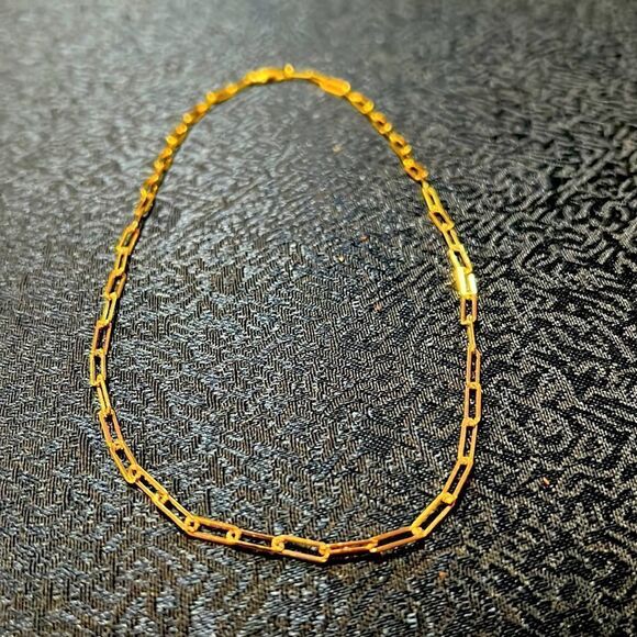 14k Gold Plated over Sterling Silver 16” Paper Clip Necklace. WA150 - Picture 1 of 4